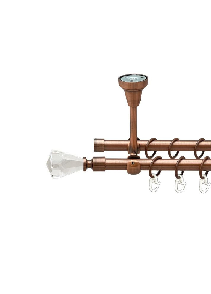 Карниз Лучетта металлический двухрядный открытый к потолку гладкая труба Медь 16\16 мм 160 см (00-00020142) ORVIT (300688051)