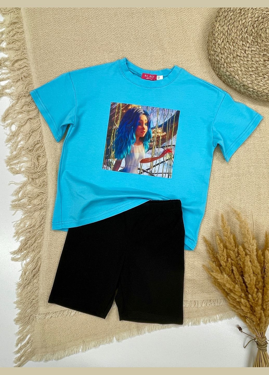 Блакитний літній модний костюм із зображенням улюбленої героїні мультфільму Україна