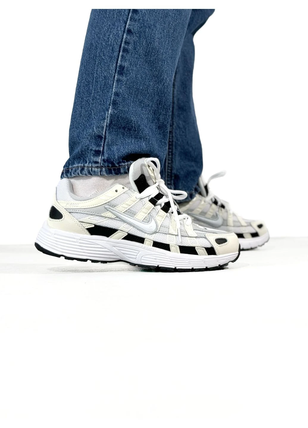 Білі літні кросівки nike p-6000 white/beige/black найк п-6000 No Brand
