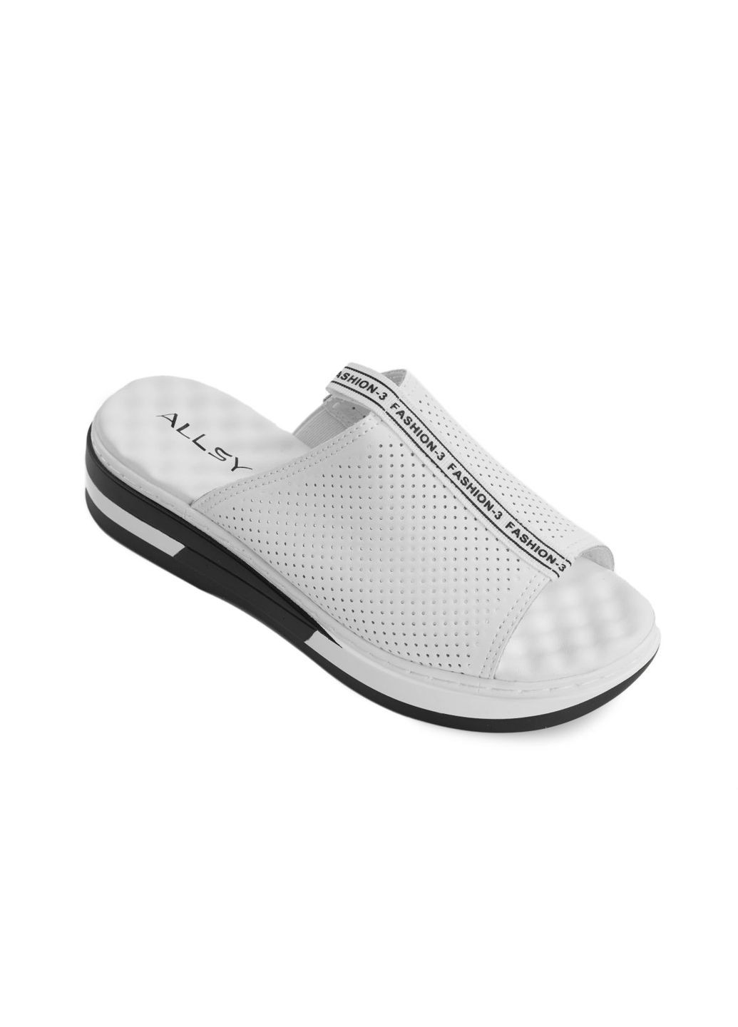 Белые кожаные шлепанцы 4665 ALLSY