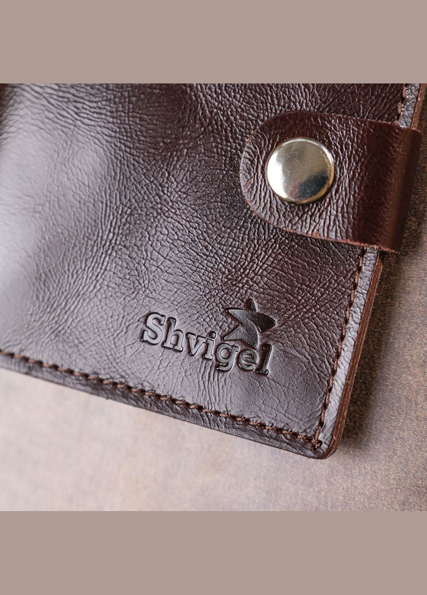 Шкіряне портмоне для документів чоловіче 16485 Коричневий Shvigel (306881910)