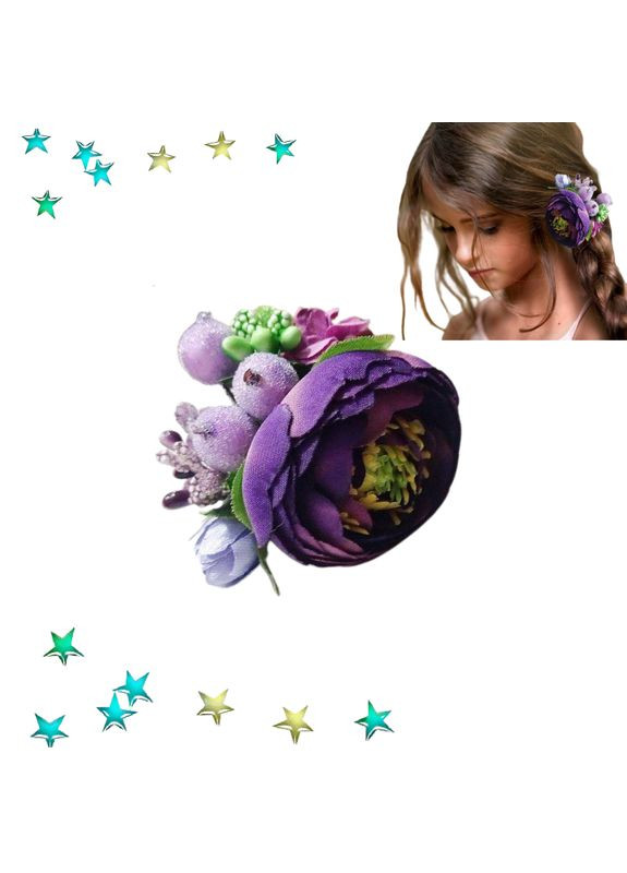 Резинка для волос Цветок Hand Made 6 см фиолетовый Handmade (368772204)