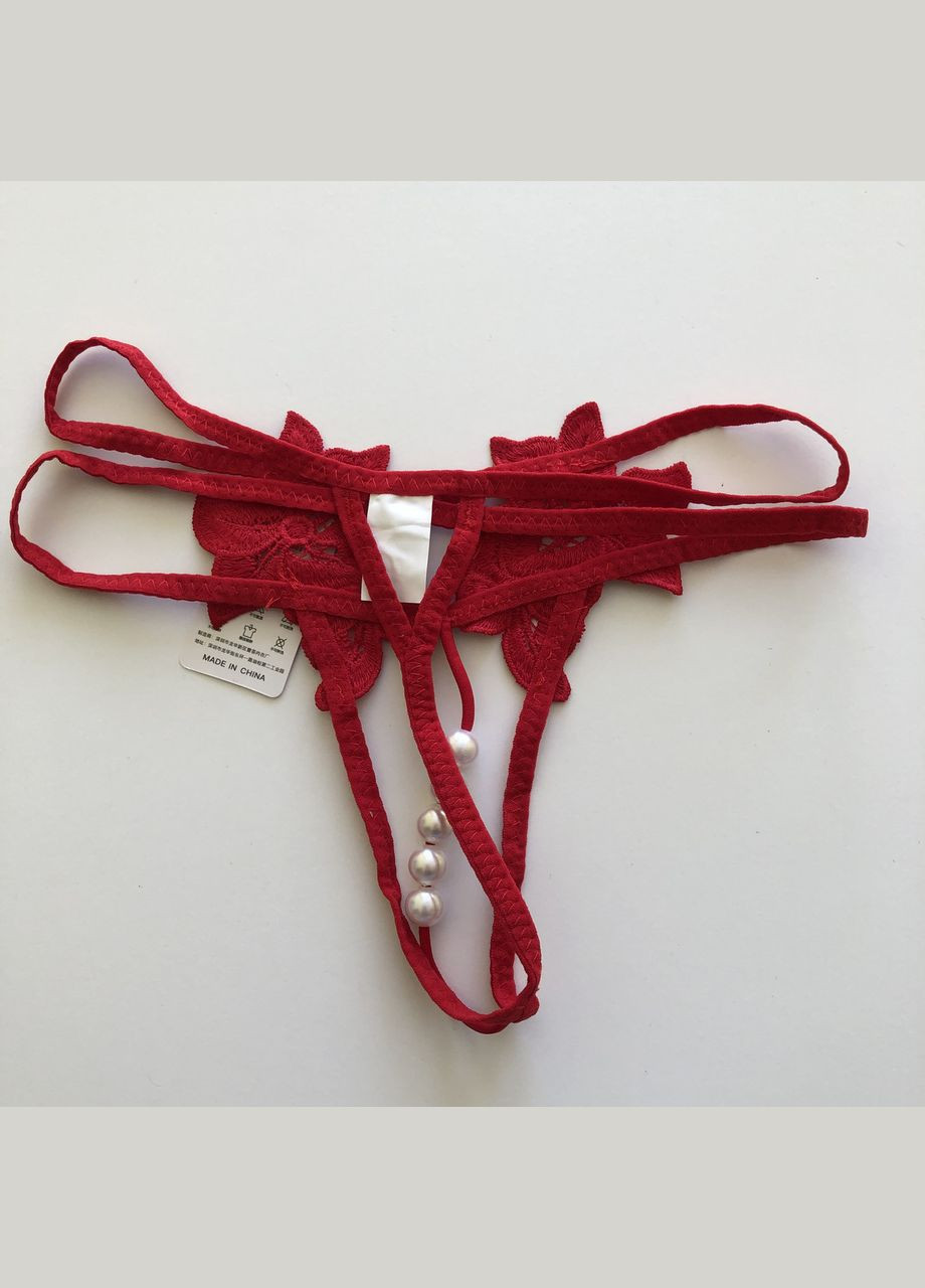 Кружевные трусики с открытым доступом и с ниткой из жемчужин Sexy OneSize (8-34) No Brand (312005328)
