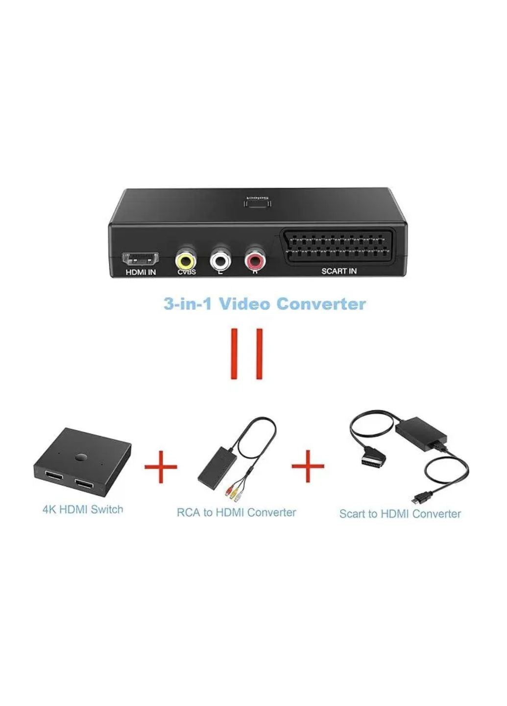 HDMI комутатор 3 в 1 AIFHDAUF Scart RCA HDMI конвертер з HDMI кабелем No Brand (351371467)