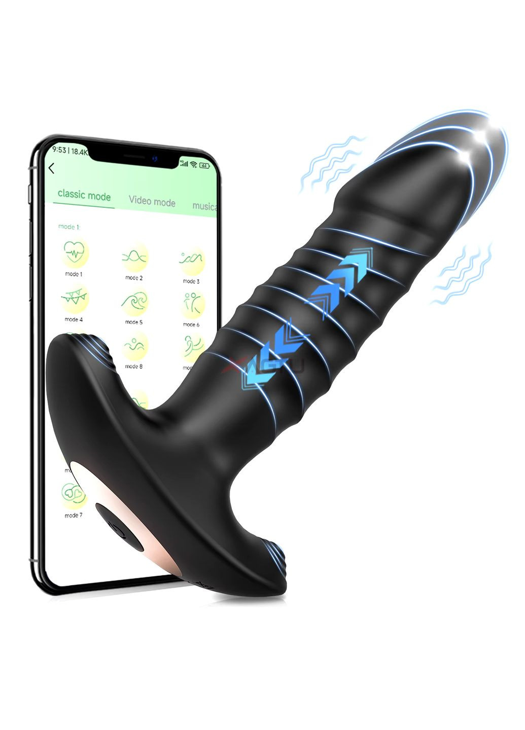 Масажер простати YAFEI анальна пробка 3 в 1 управління зі смартфону, 10 режимів вібрації та штовхання STF (315345396)