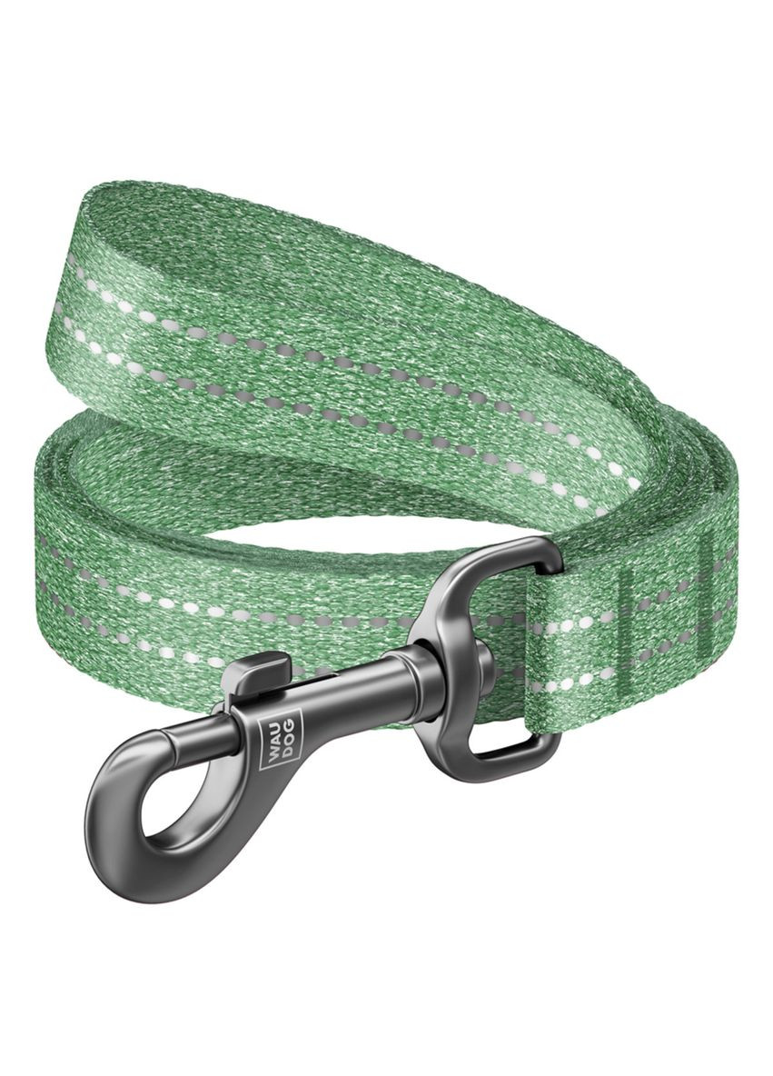 Повідець для собак з відновленої бавовни Re-cotton світловідбивний Ш 25 мм Дл 200 см зелений WAUDOG (322328150)