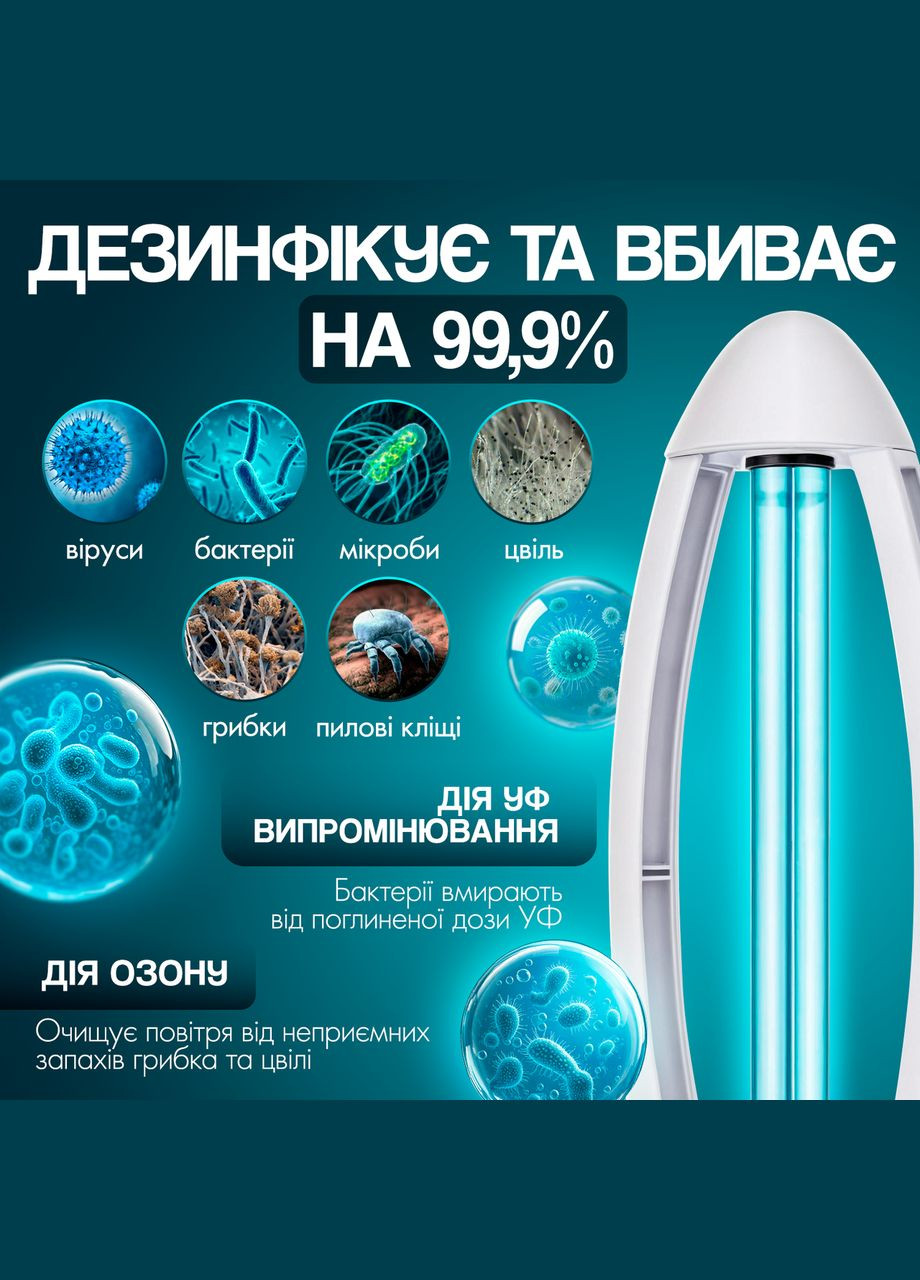 Кварцевая лампа бактерицидная озоновая 38W дезинфекция на 360° дистанционное управление No Brand (348108190)