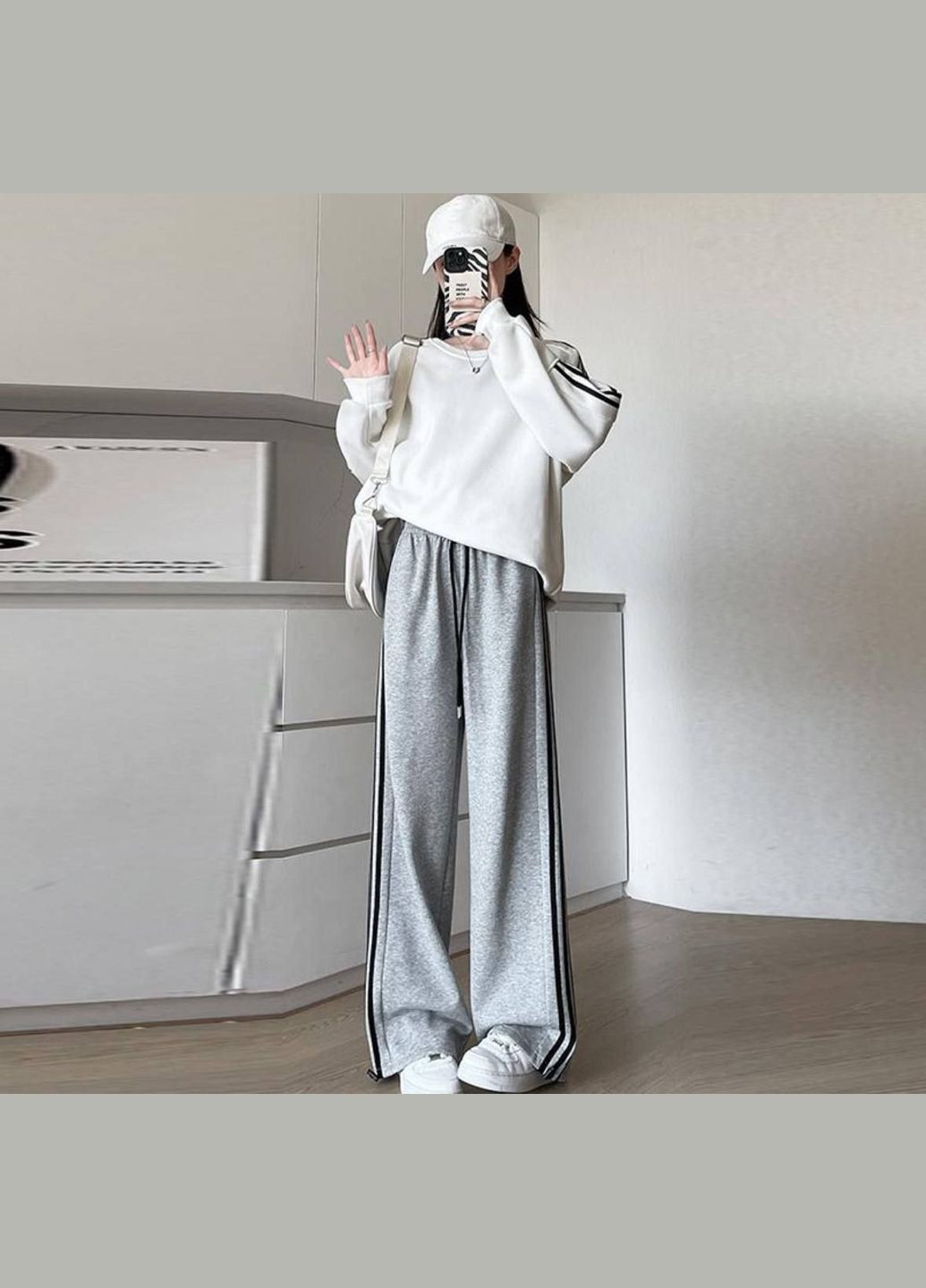 Повсякденні сірі штани з двонитки, стильні та зручні для щоденного носіння No Brand 2745 (326597302)