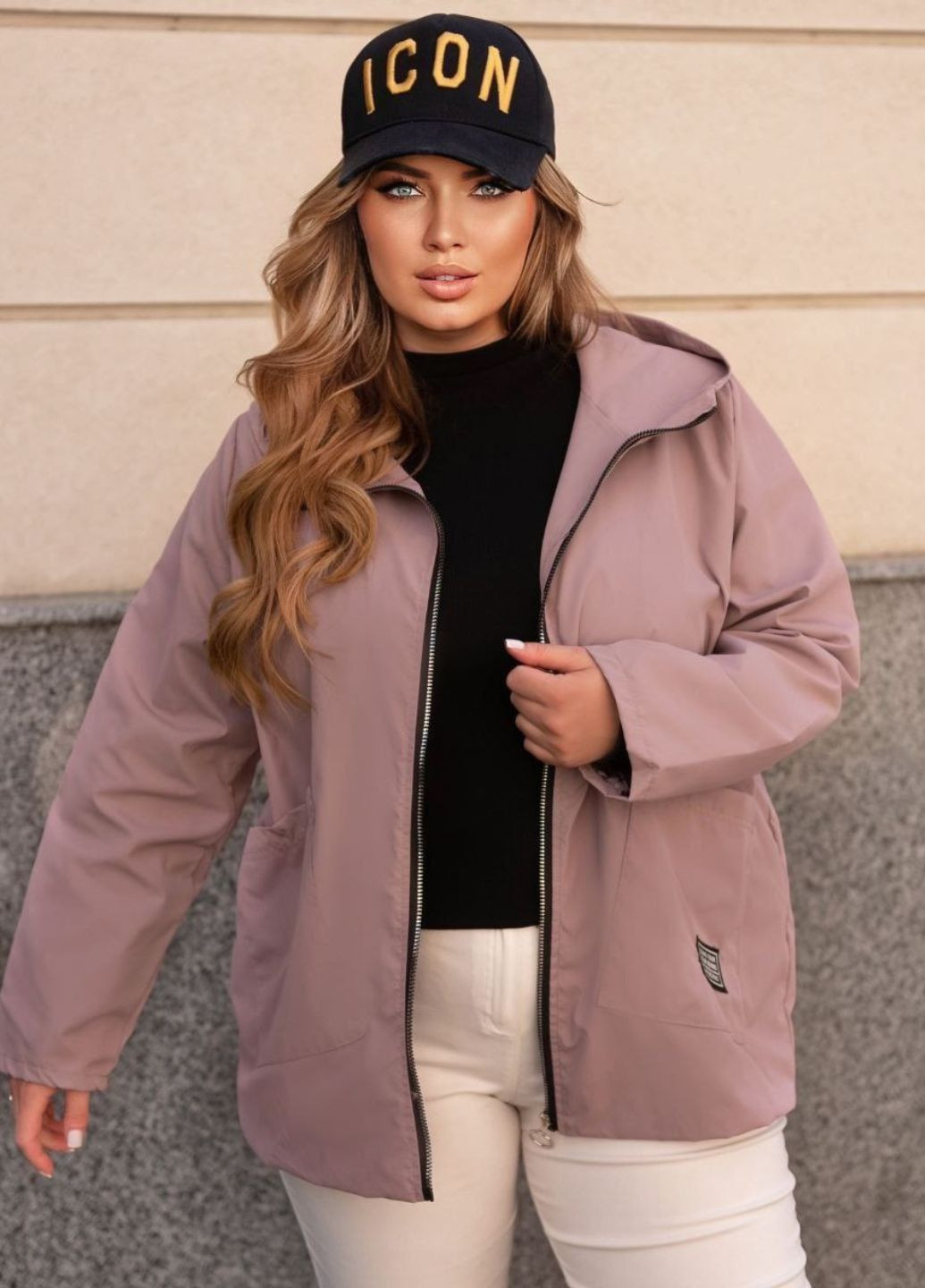 Базовая повседневная демисезонная ветровка на молнии с капюшоном и накладными карманами Allthings (370299251}