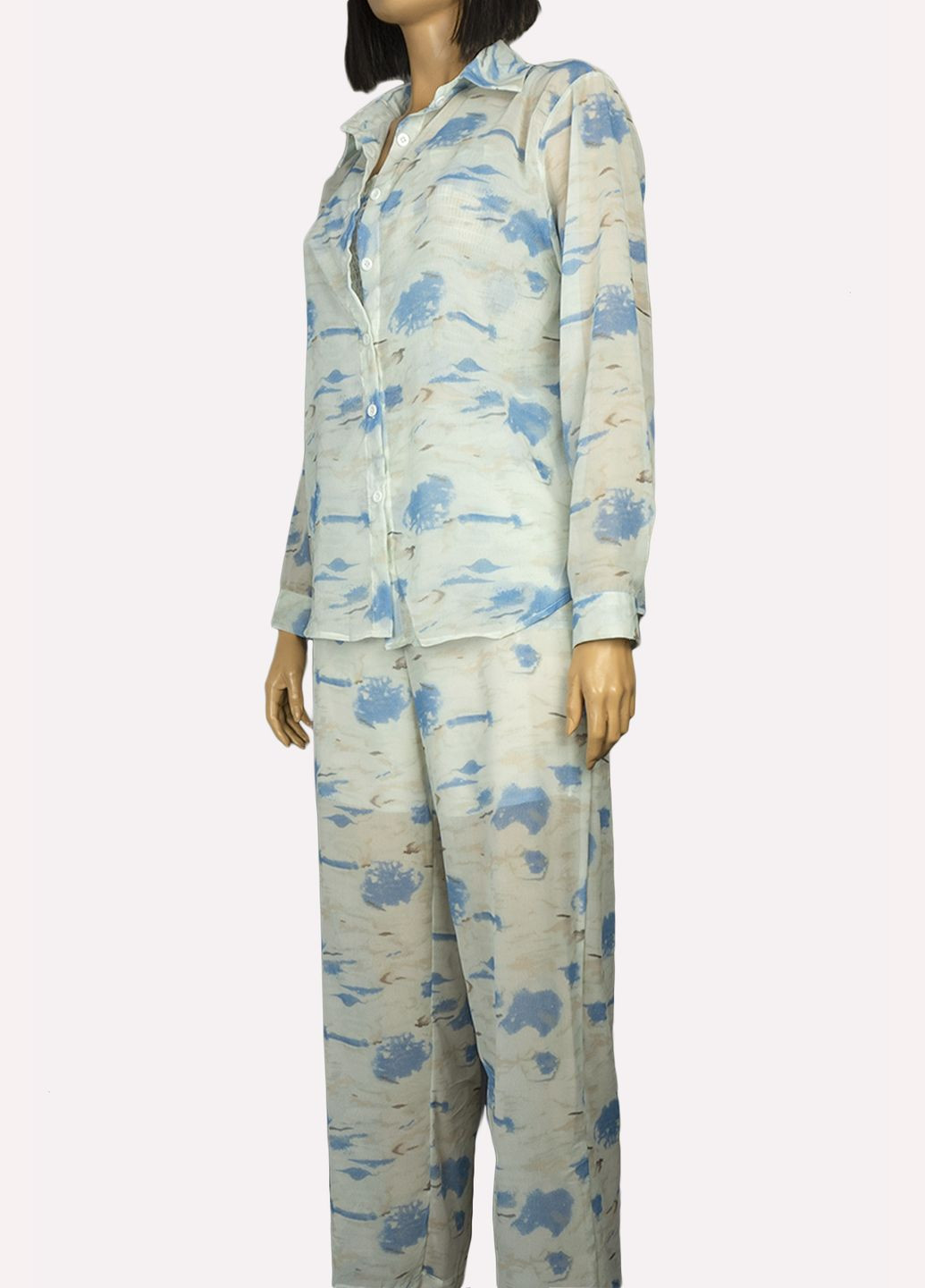 Жіночий шифоновий літній костюм Блакитний Number Nine (271683051)
