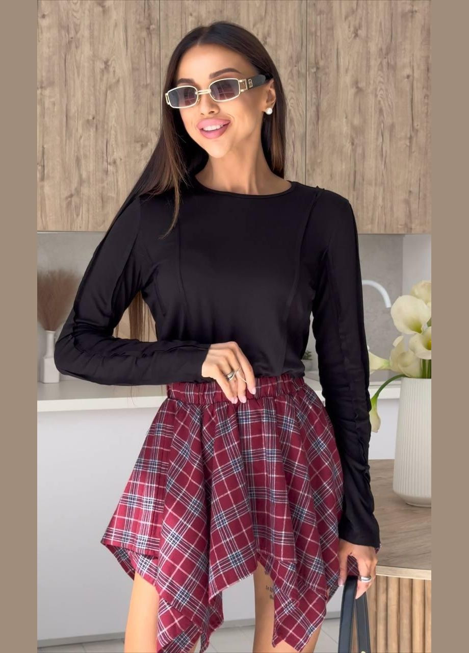 Спідниця жіноча - шотландка з імітацією завʼязаної сорочки, міні JUGO Atelier № 054 (315885771)