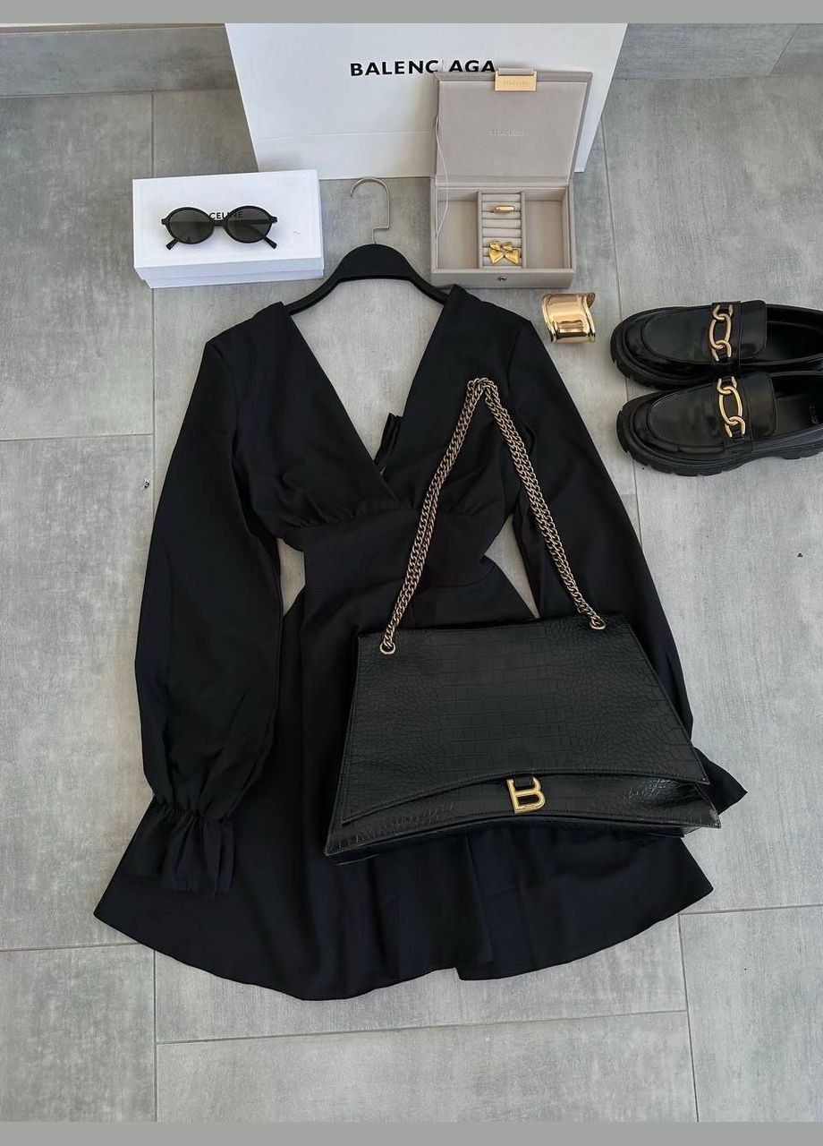 Черное повседневный, кэжуал платье No Brand однотонное