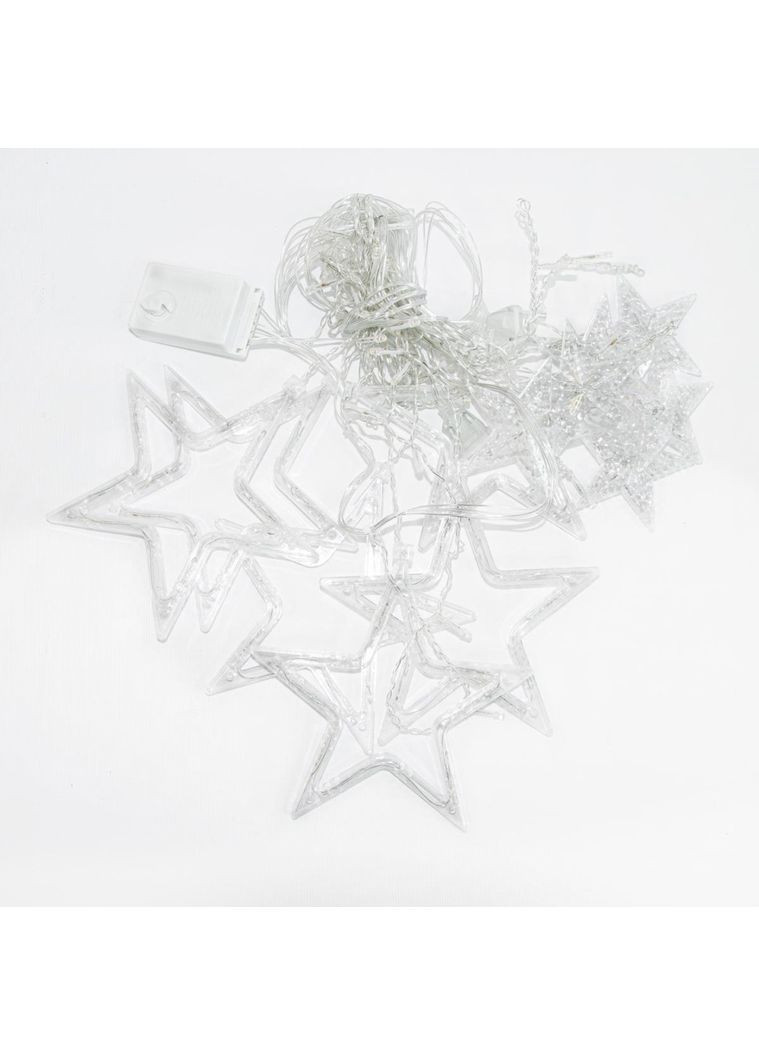 Гирлянда штора 3х0,7 м Звезды на 108 LED лампочек светодиодная 6 больших и 6 маленьких звезд 9 В 8 режимов Jooki (362672750)