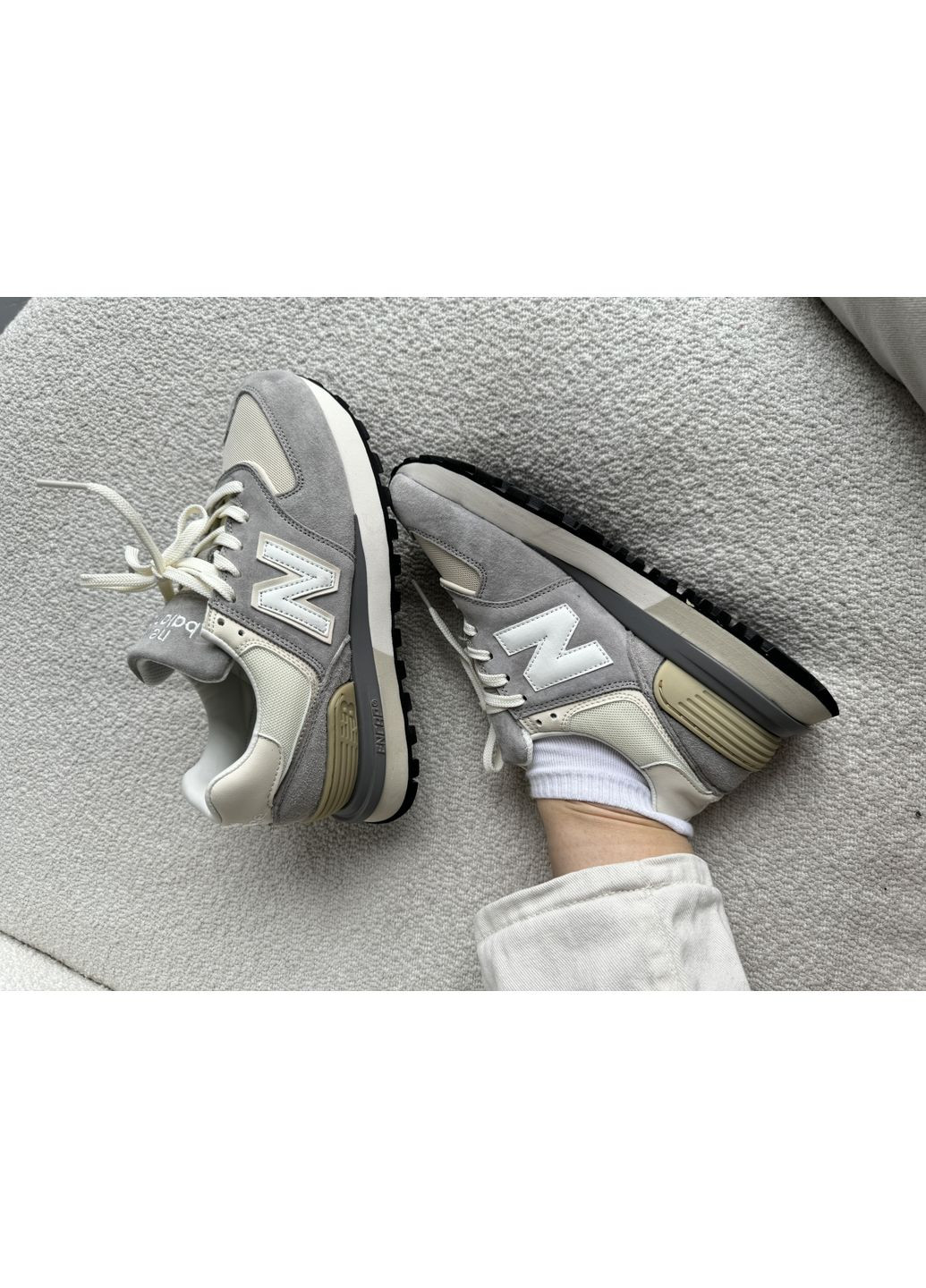 КРОССОВКИ ЖЕНСКИЕ NEW BALANCE 574 LEGACY BEIGE / GREY / WHITE НЬЮ БЕЛАНС 574 No Brand серые демисезоны (369389269)
