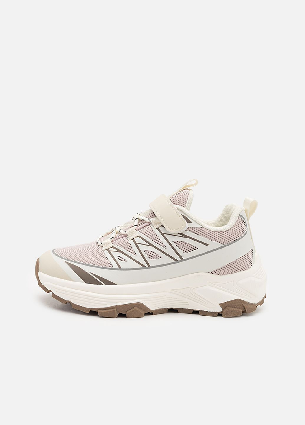 Бежевые демисезонные кроссовки на плоской подошве для девочки цвет бежевый цб-00265176 Yuki