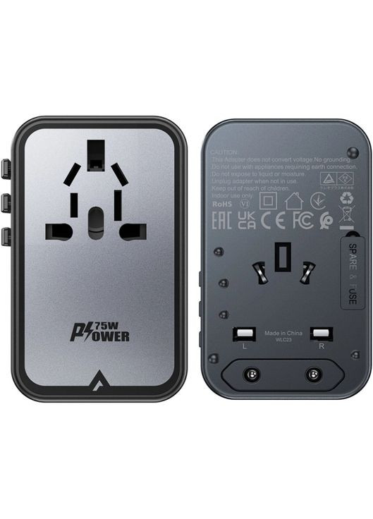 Зарядний пристрій 5xUSB 75W (3xUSB-C+2xUSB-A) Gan Z1 Fast Charger Acefast (322336420)