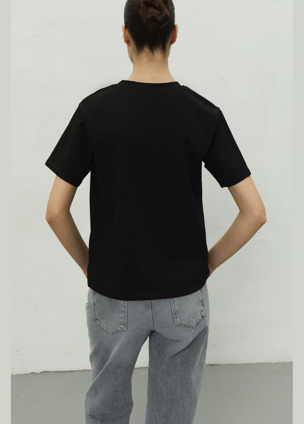 Черная летняя футболка oversize белый 1005-22 Papaya