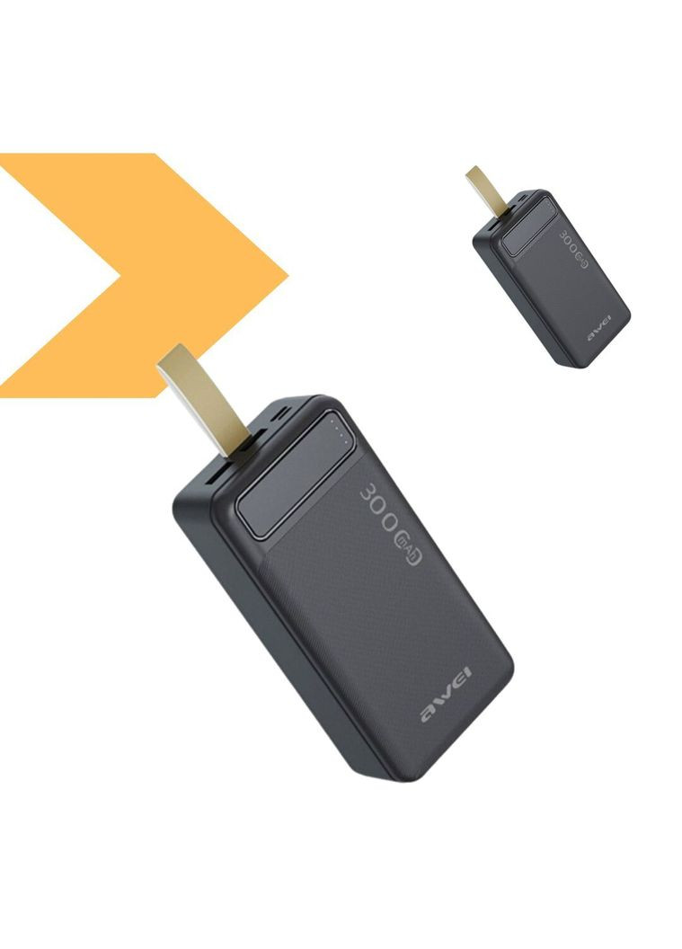 Портативний зарядний пристрій Power Bank Awei P7K 30000mah USB/Type-C чорний (42769-P7K_663) XPRO (292410381)