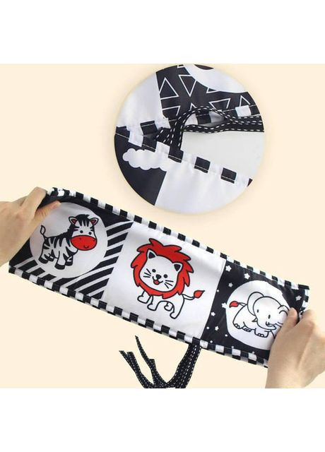 Розвиваюча книжка-бортик для немовлят з чорно-білими контрастними зображеннями та дзеркальцем No Brand (361248459)