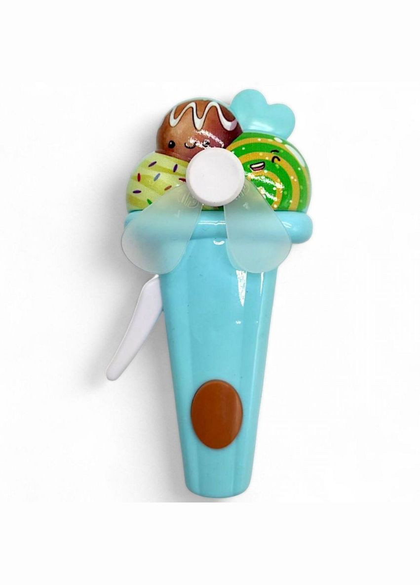 Вентилятор дитячий ручний механічний Морозиво (Бірюзовий) (642) MIC (362433279)