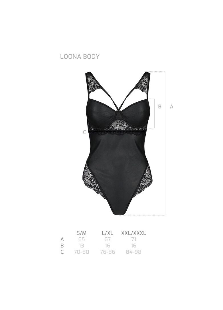 Боді з еко-шкіри та мережива LOONA BODY S/M, black Passion (369951915)
