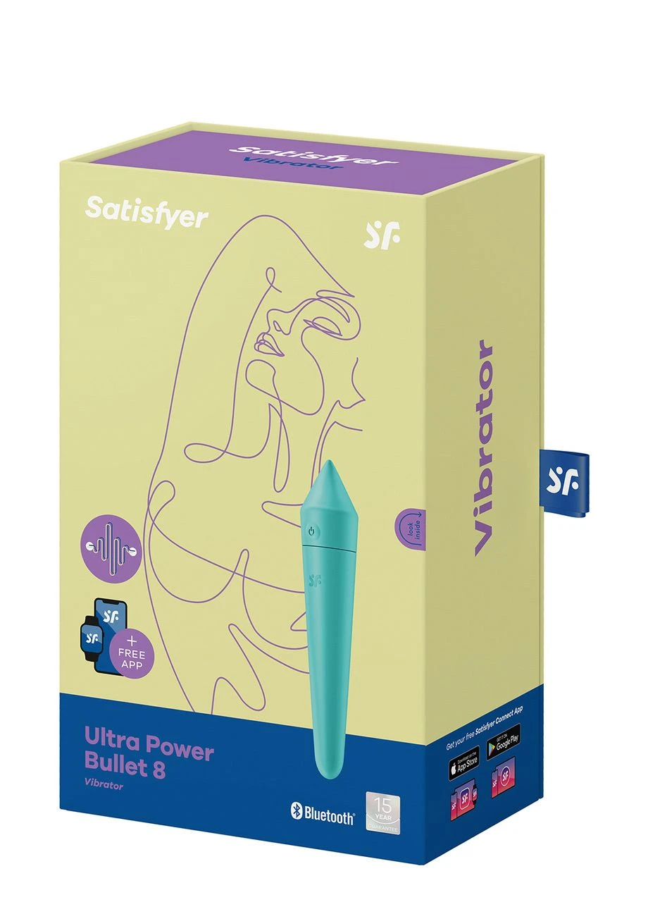 Потужна віброкуля з функцією керування зі смартфона Ultra Power Bullet 8, бірюзовий Satisfyer (303888440)