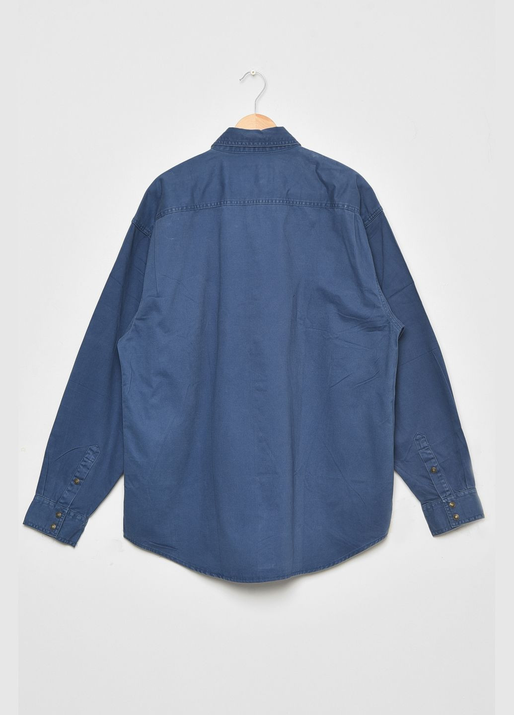 Темно-синяя кэжуал рубашка однотонная Let's Shop
