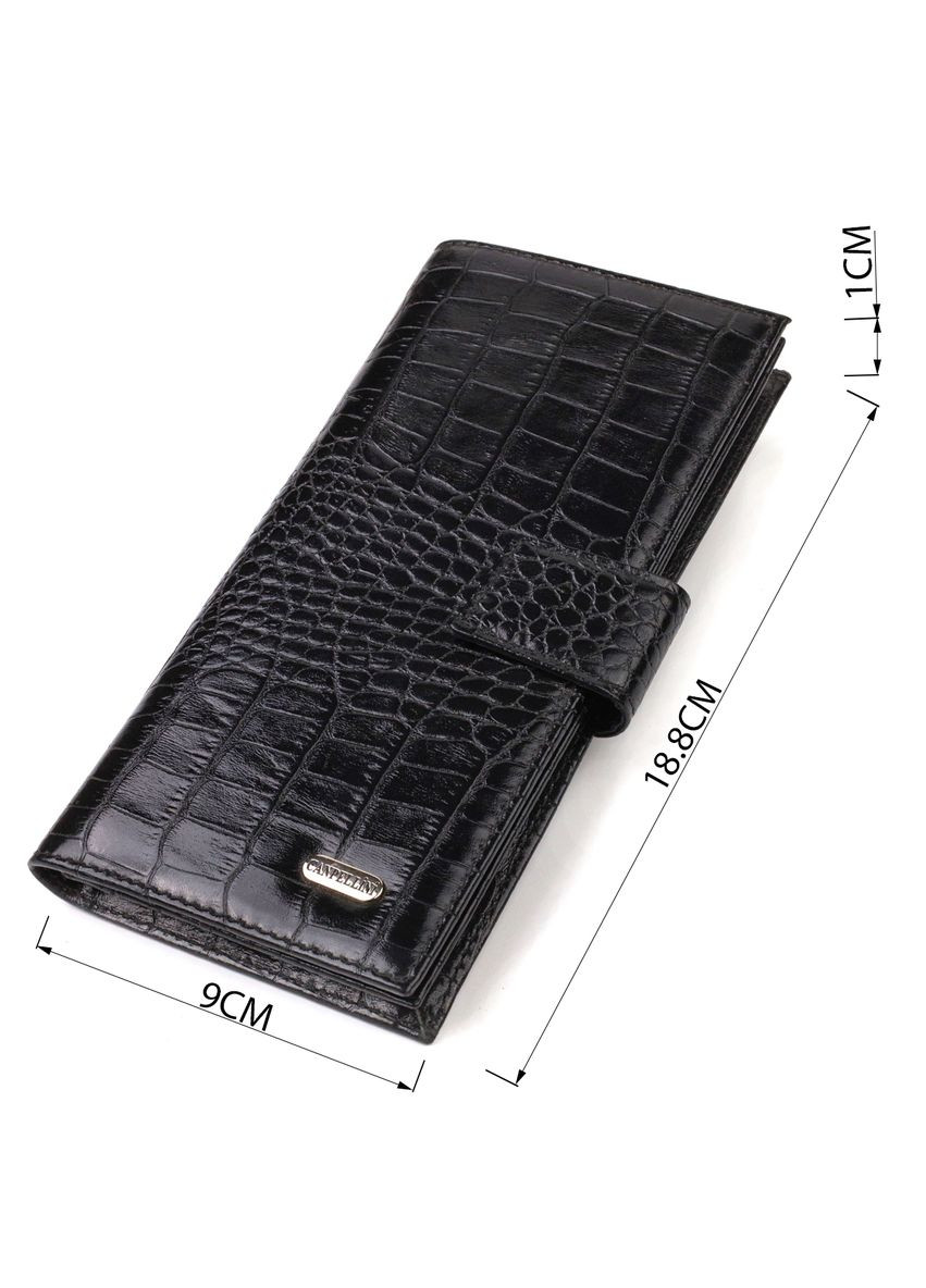 Вузький гаманець для чоловіків з натуральної шкіри з тисненням під крокодила 21914 Canpellini (331906992)