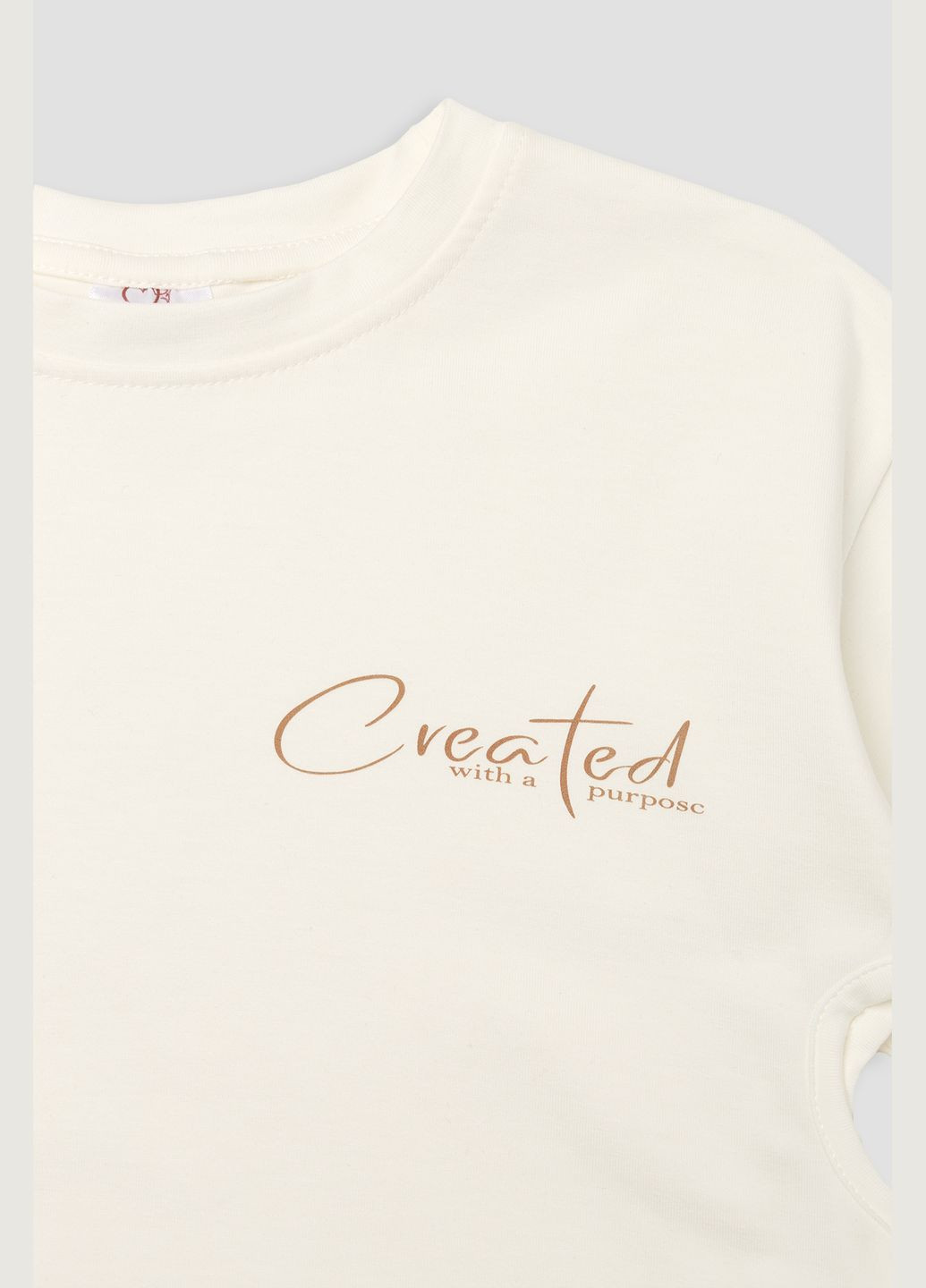 Молочна літня футболка з коротким рукавом для дівчинки колір молочний cb-00270415 Miss Feriha