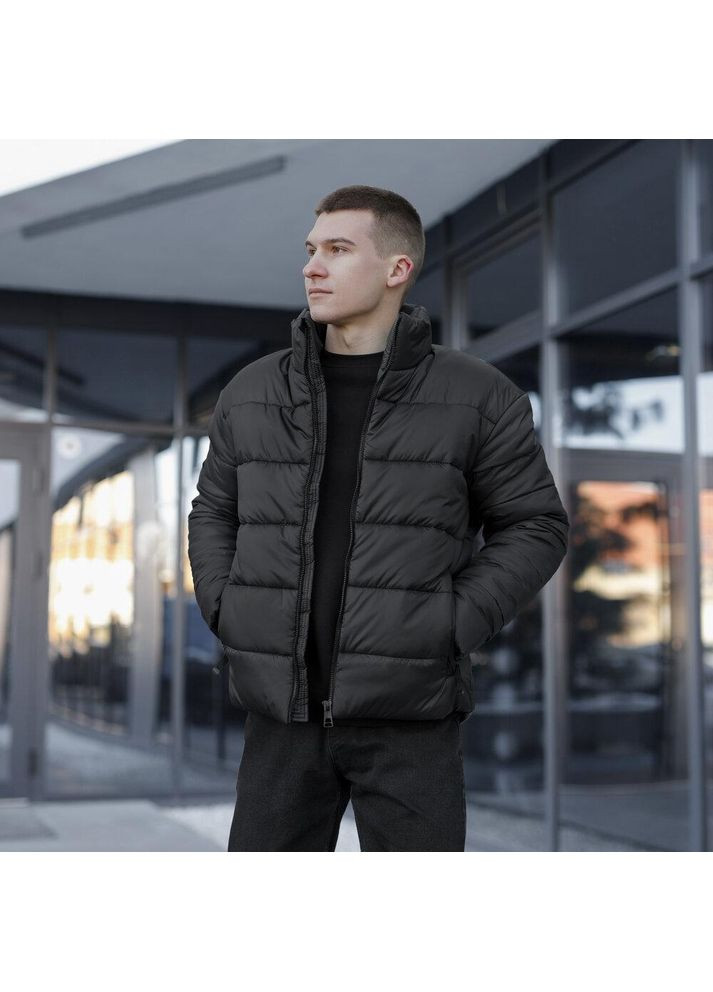 Чорна зимня чоловіча зимова куртка плащівка на пуху чорна Freedom