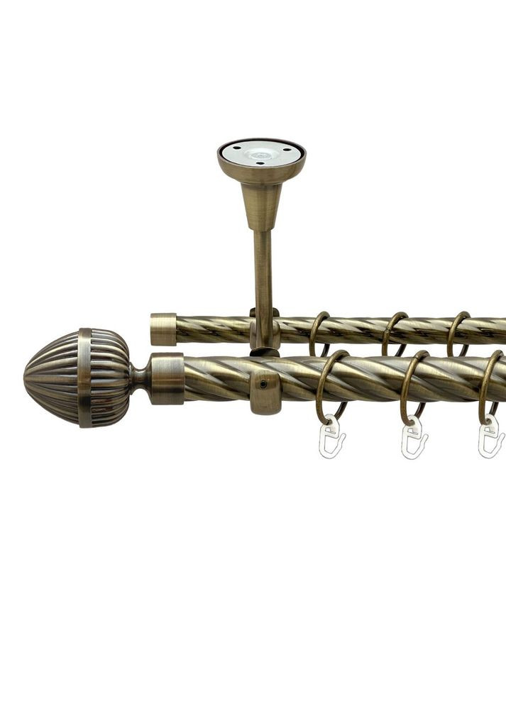 Карниз Одеон металлический двухрядный открытый к потолку скрученная труба Антик 25\16 мм 240 см (00-00019004) ORVIT (300689481)