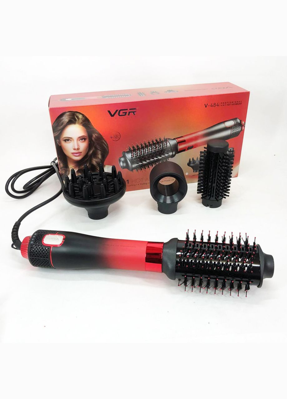 Фен-щетка стайлер V-484 4 в 1. Цвет: красный VGR (364664441)