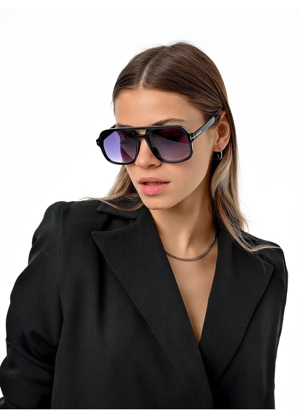 Окуляри сонцезахисні авіатор Smoke TF градієнт чорні No Brand (361678724)