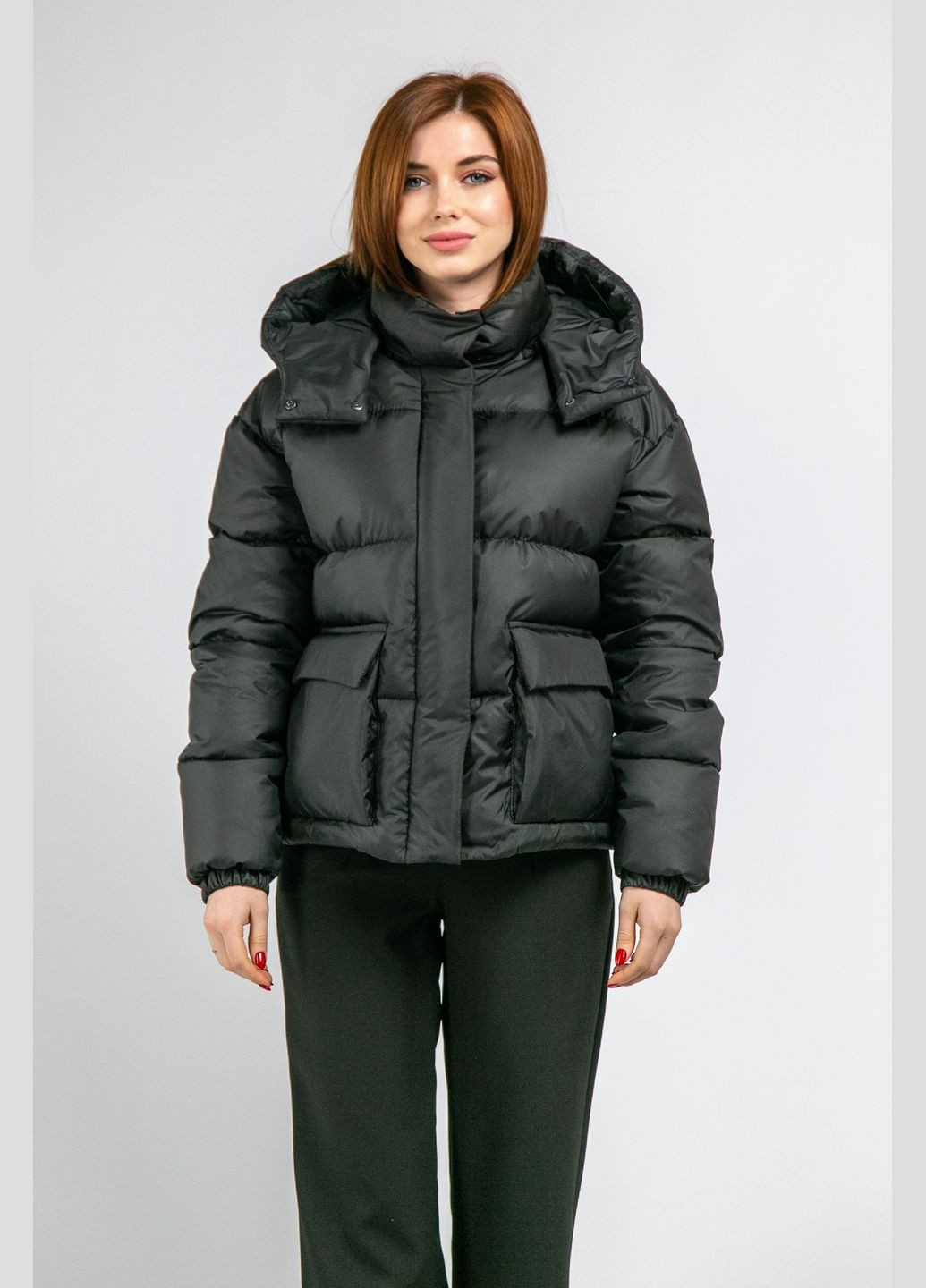 Черная зимняя куртка зимняя с карманами CHICLY