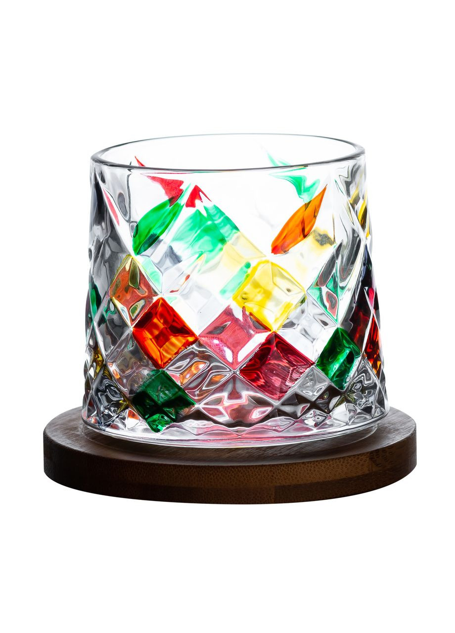 Стакан дзига для віскі 300 мл з бамбуковою підставкоющо обертається. Yiwu (315636976)