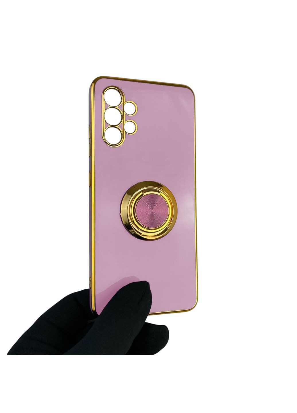 Чехол для Galaxy A32 4G SM-A325F с кольцом-подставкой с золотой окантовкой на самсунг а32 черничный gs1 Samsung (366234109)