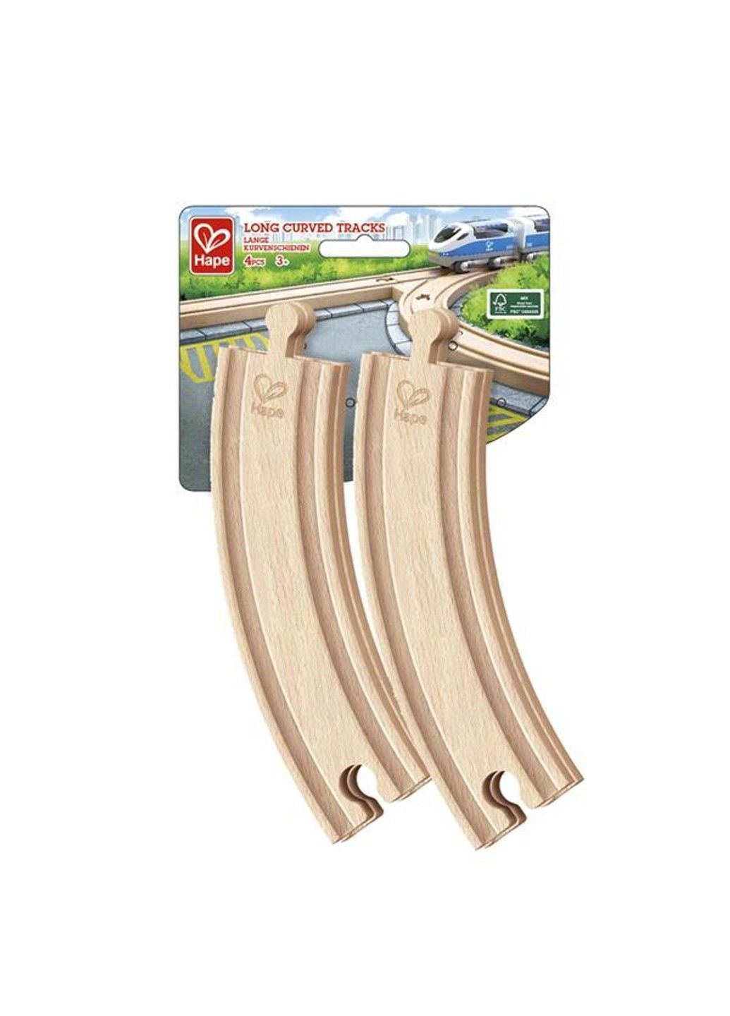 Набір для залізниці довгі вигнуті рейки 4 шт. (E3777) Hape (333708445)