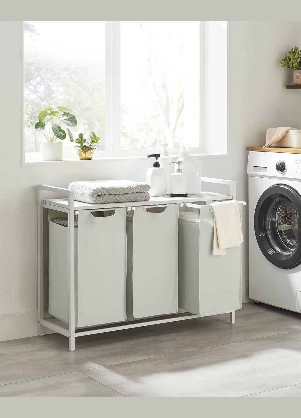 Корзина для белья Chariot с тремя отделениями 3 x 38л белая Leobert (301865795)