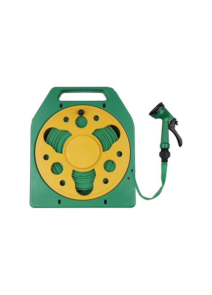 Шланг 15м садовий пвх на котушці в комплекті з пістолетом-розпилювачем на 4 режими BSM Green No Brand (350349278)