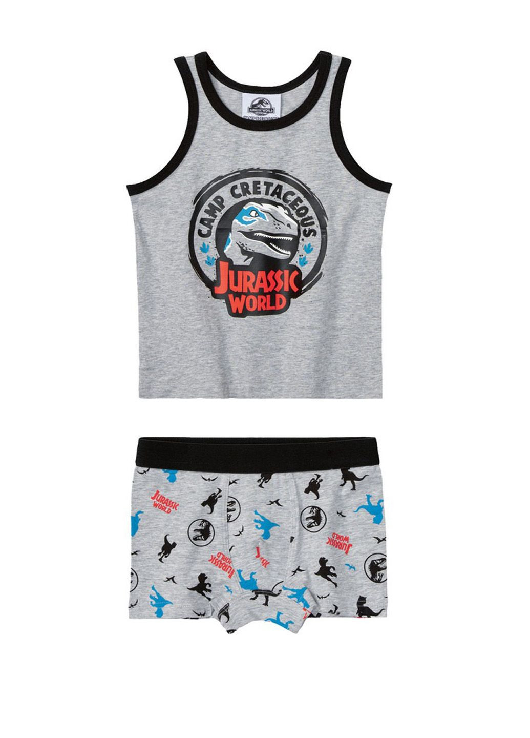 Серый демисезонный комплект (майка, трусы) Jurassic World