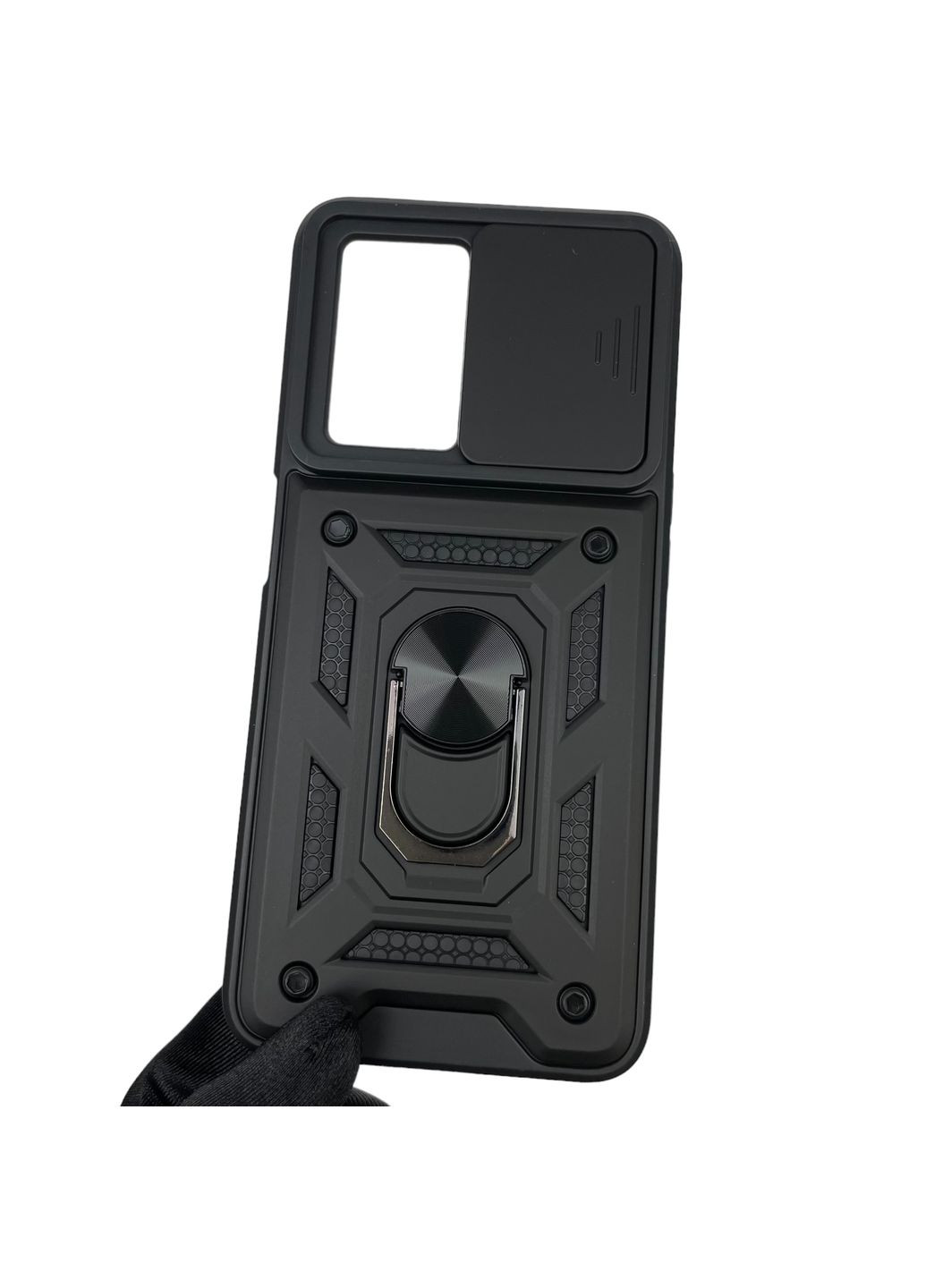 Чохол для A77s 4G броньований з кільцем зі шторкою на камеру на оппо а77с 4г чорний rg1 Oppo (366021282)