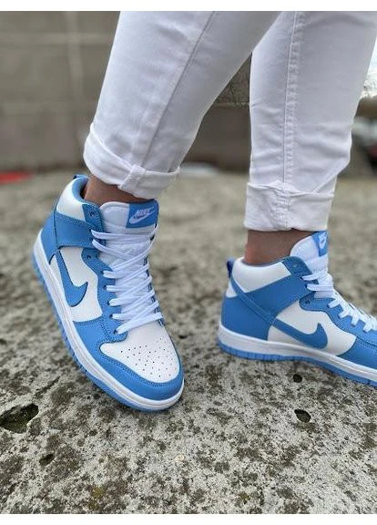 Білі кросівки чоловічі nike dunk high blue white найк данк білі демісезон No Brand