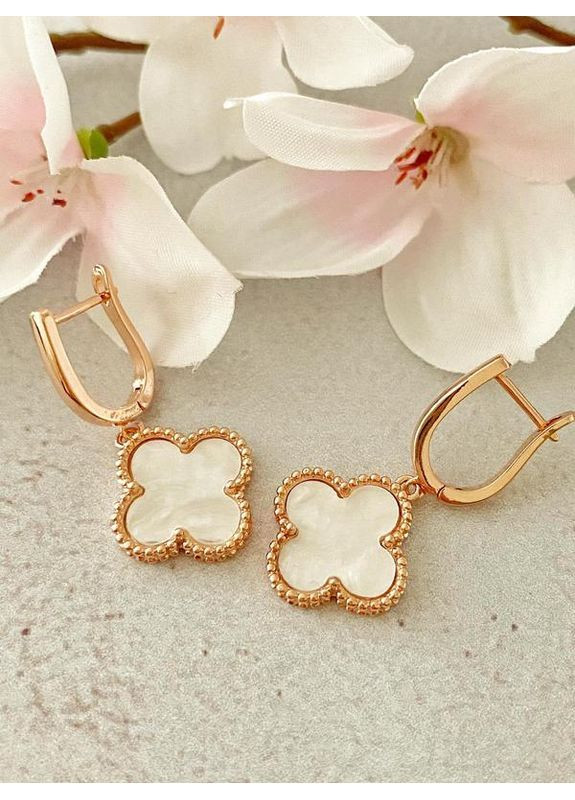 Позолочені Сережки "Конюшина" + Ланцюжок (Кольє) 40см-45см. Позолота No Brand (364502953)