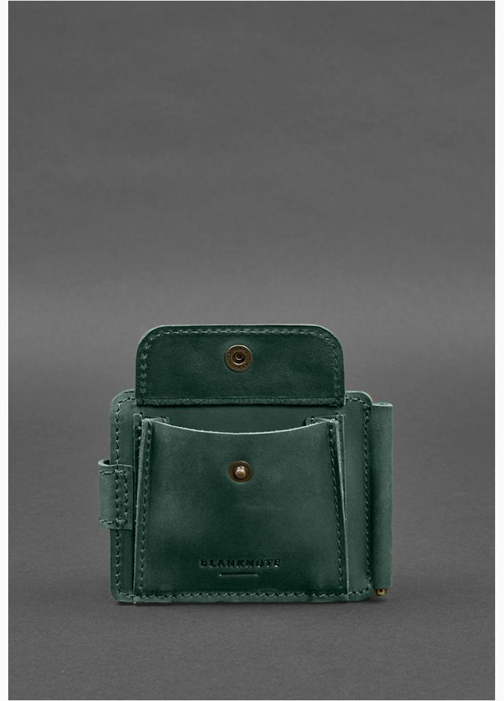 Шкіряне портмоне 13.1 затискач з хлястиком Зелений Crazy Horse (A-028264) BlankNote (328444666)