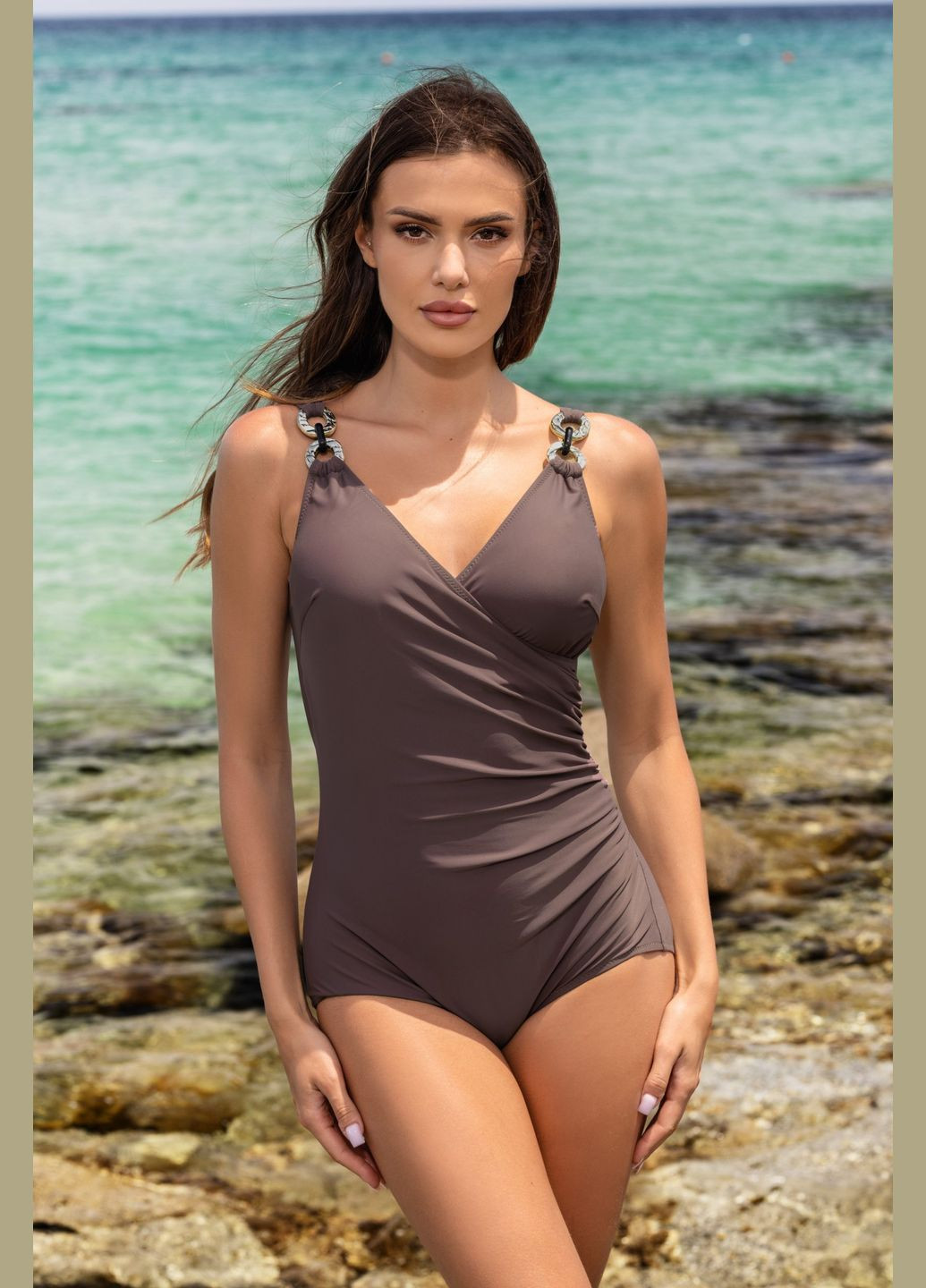 Коричневий демісезонний купальник суцільний Etna