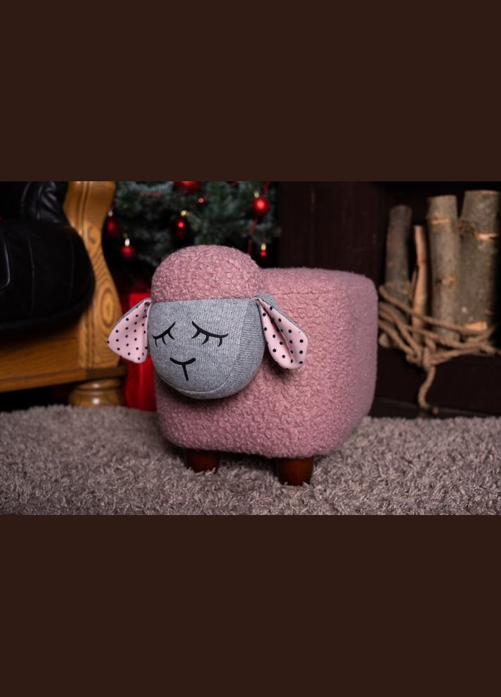 Пуф детский Барашек Шон 45х30х30 Малиновый Черная мордочка (BHO200106) INSI Wood (314464597)