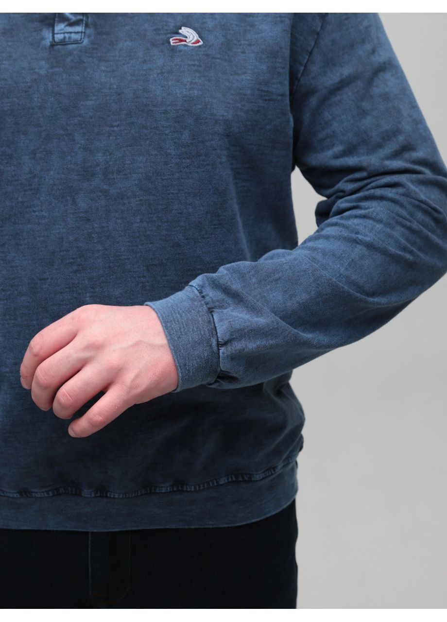 Синяя футболка-поло мужское синее тонкое с манжетом для мужчин Jean Piere варенка