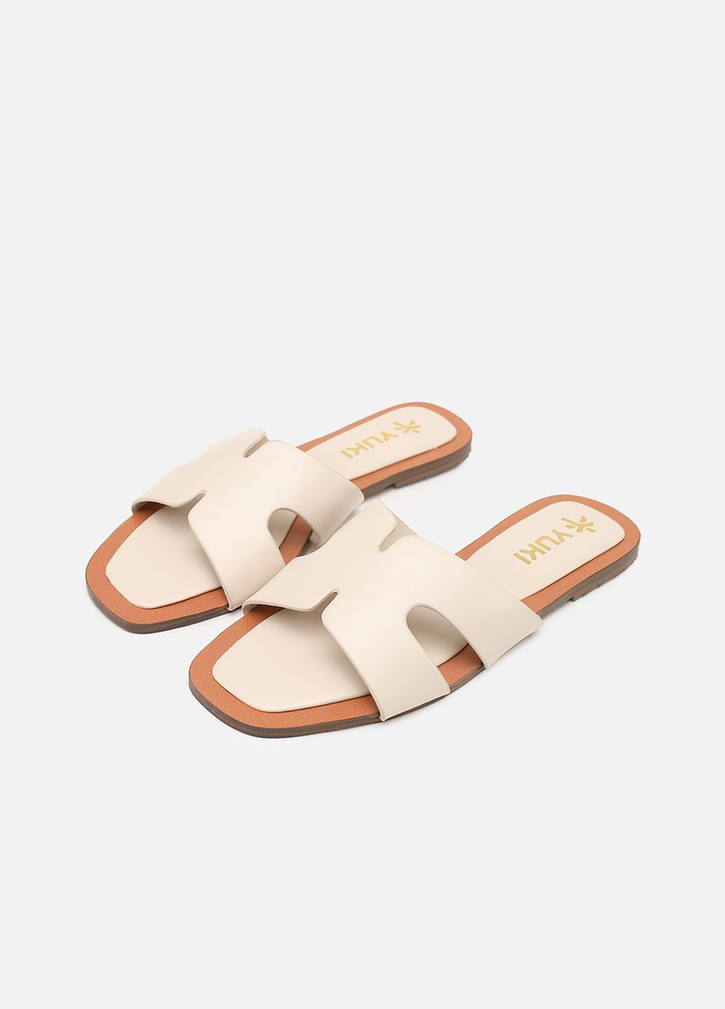 Молочные шлепанцы женские цвет молочный цб-00264133 Yuki