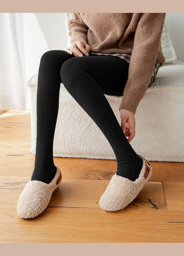 Колготки с текстурными узорами 300 DEN черные One Size No Brand (333968689)