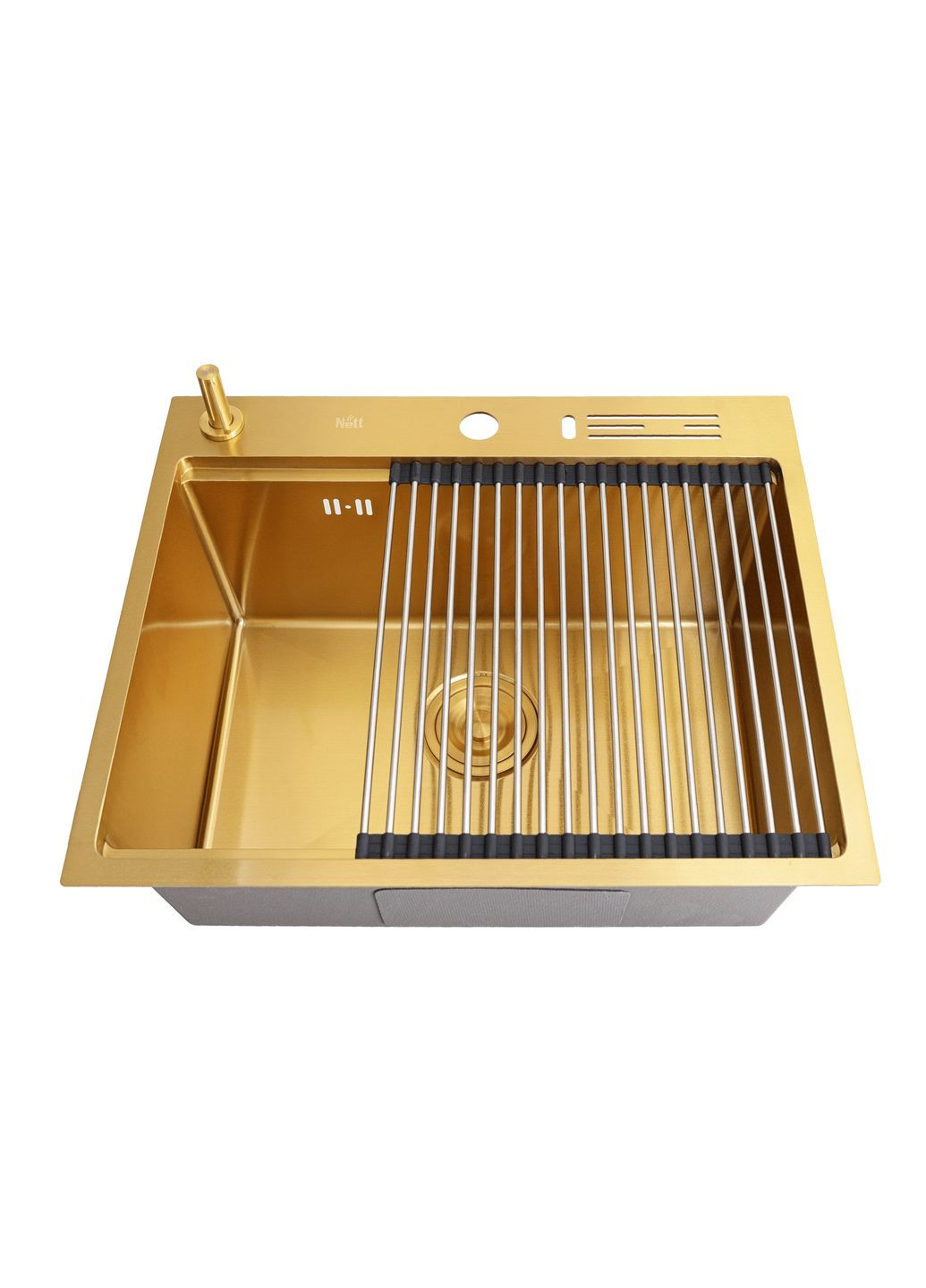 Мийка для кухні золота з нержавійки з PVD покриттям багатофункціональна Nett NG-5747 (352261582)